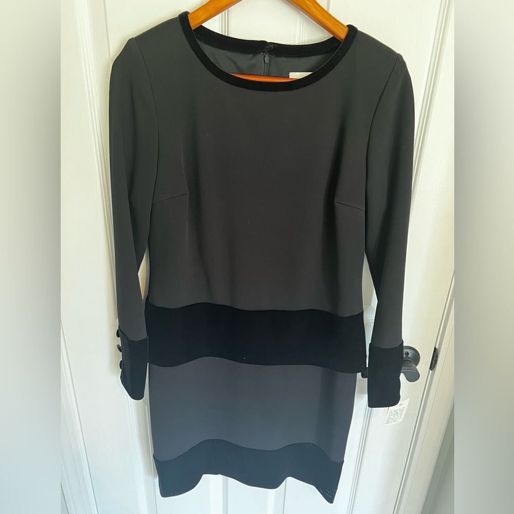 Vintage En Francais by Huey Waltzer Size 6 Black & Velvet Long Sleeve Dress